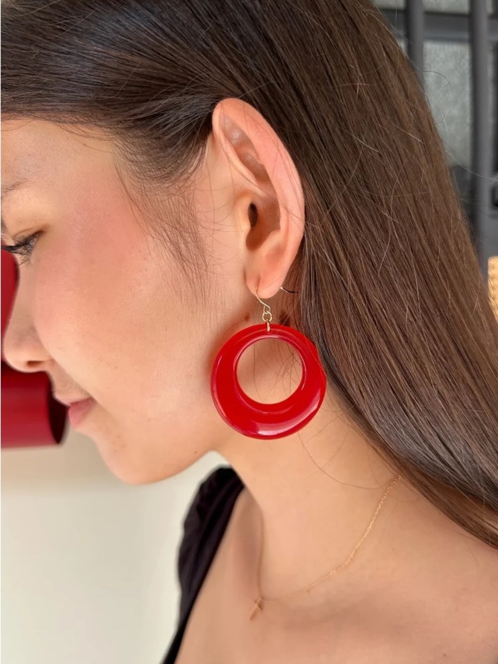 Brandy melville red hoop earrings